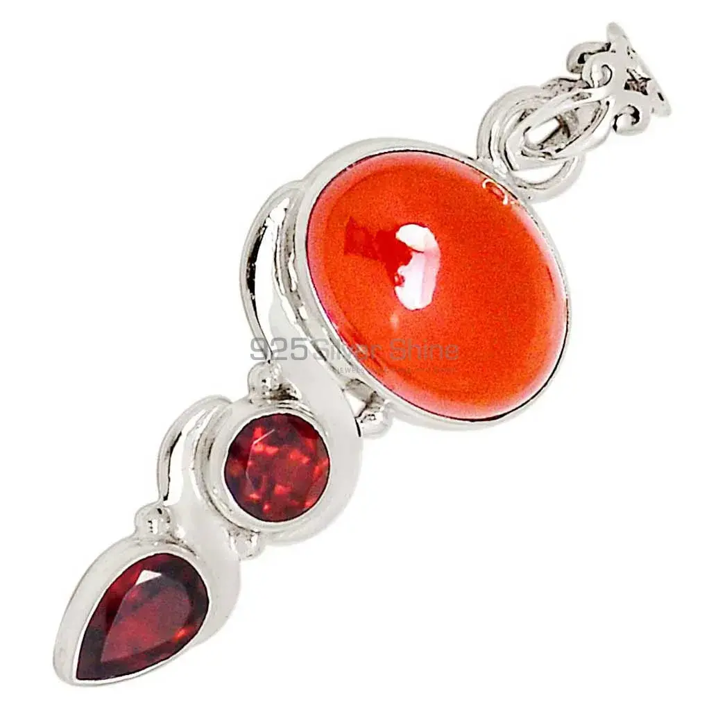 925 Sterling Silver Handmade Pendants In Multi Gemstone Jewelry 925SP108-2_2