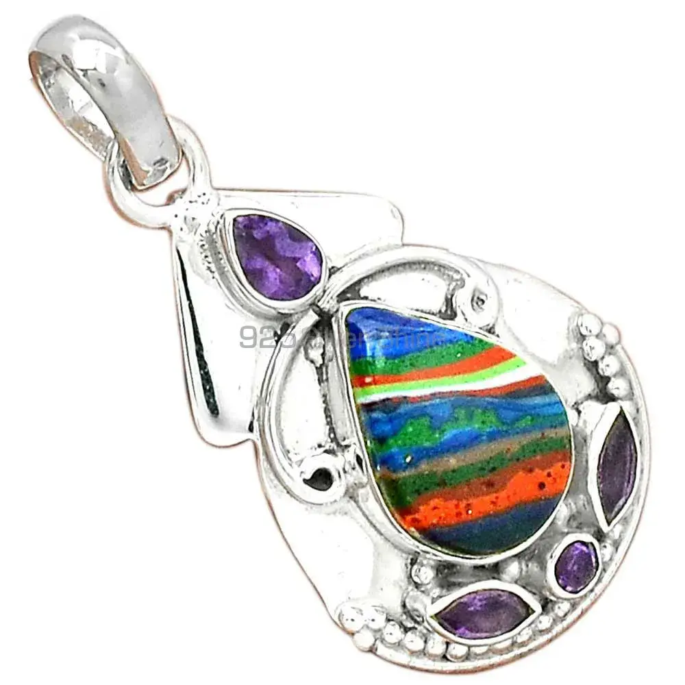 Best Quality 925 Sterling Silver Handmade Pendants In Multi Gemstone Jewelry 925SP21-2