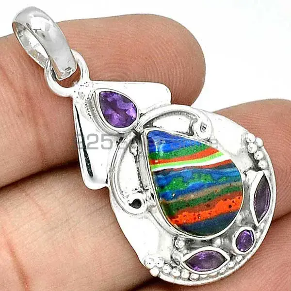925 Sterling Silver Handmade Pendants In Multi Gemstone Jewelry 925SP21-2_1