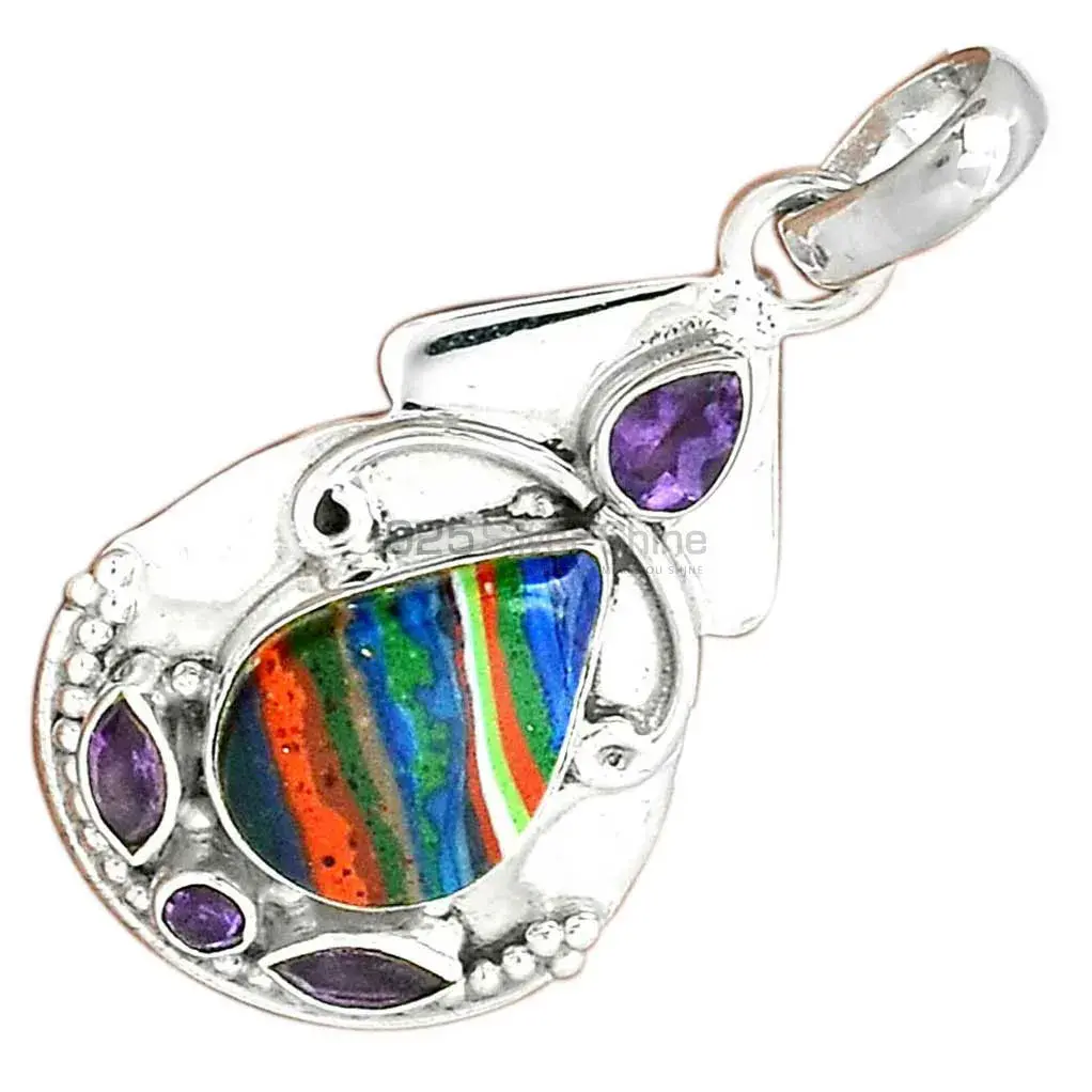 Best Quality 925 Sterling Silver Handmade Pendants In Multi Gemstone Jewelry 925SP21-2_2