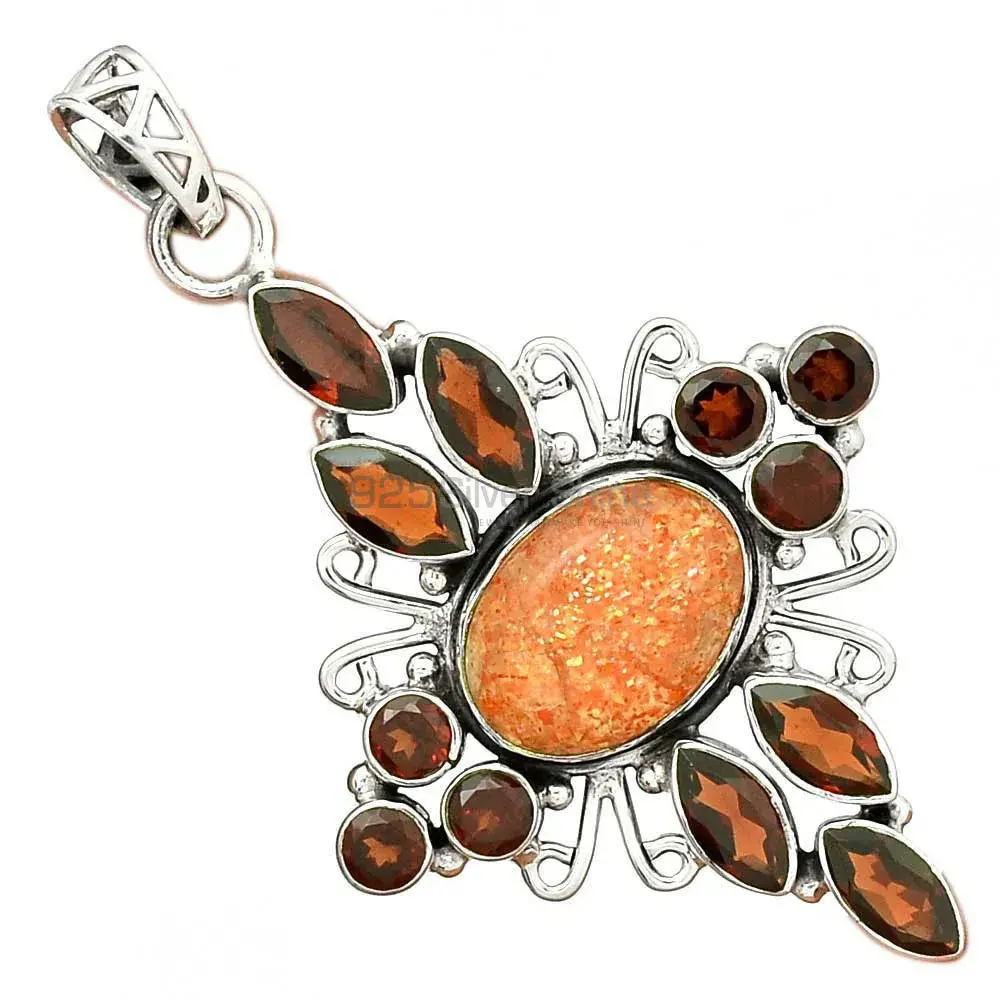 Best Quality 925 Sterling Silver Handmade Pendants In Multi Gemstone Jewelry 925SP36-1