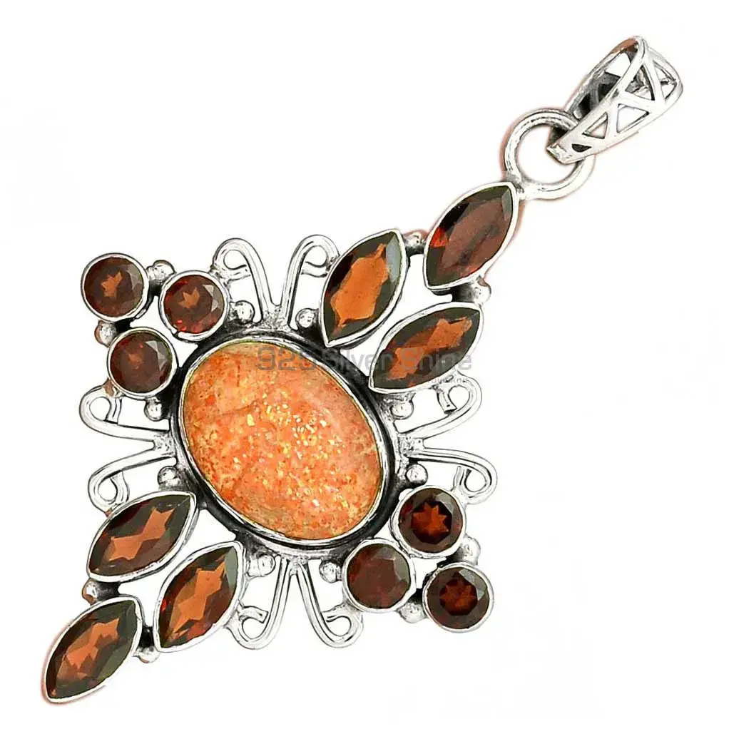 925 Sterling Silver Handmade Pendants In Multi Gemstone Jewelry 925SP36-1_2