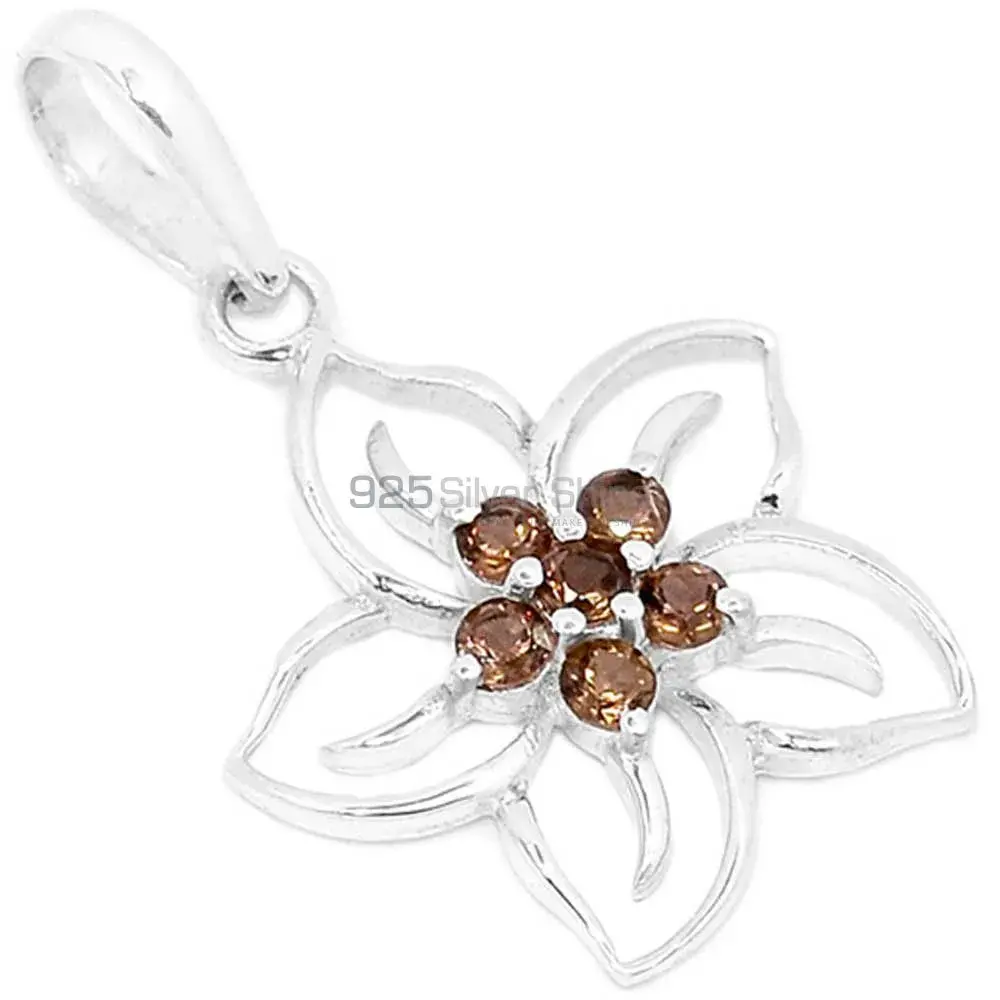 925 Sterling Silver Handmade Pendants In Smokey Gemstone Jewelry 925SP291-1