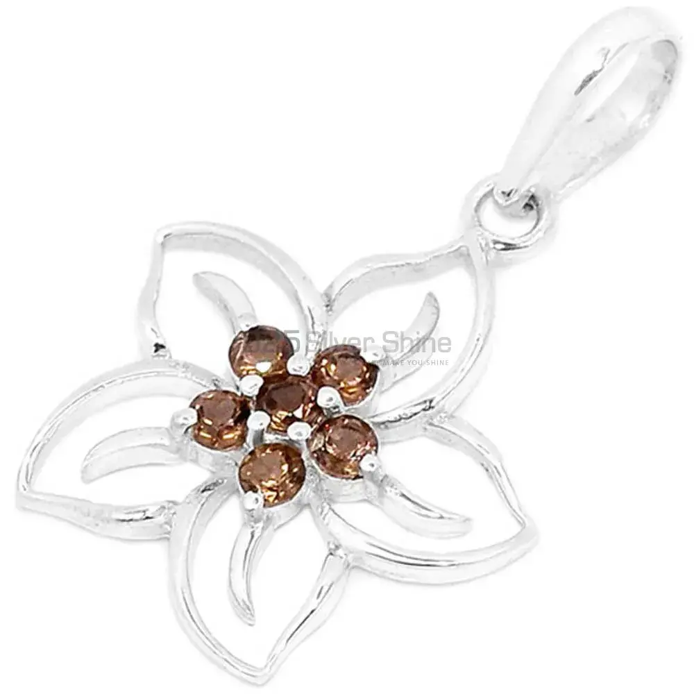 925 Sterling Silver Handmade Pendants In Smokey Gemstone Jewelry 925SP291-1_0