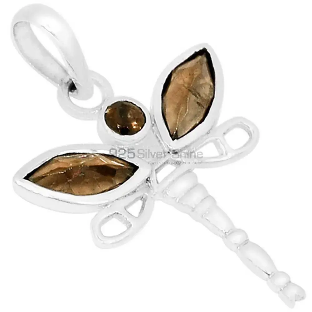 925 Sterling Silver Handmade Pendants In Smokey Gemstone Jewelry 925SSP324-6_0