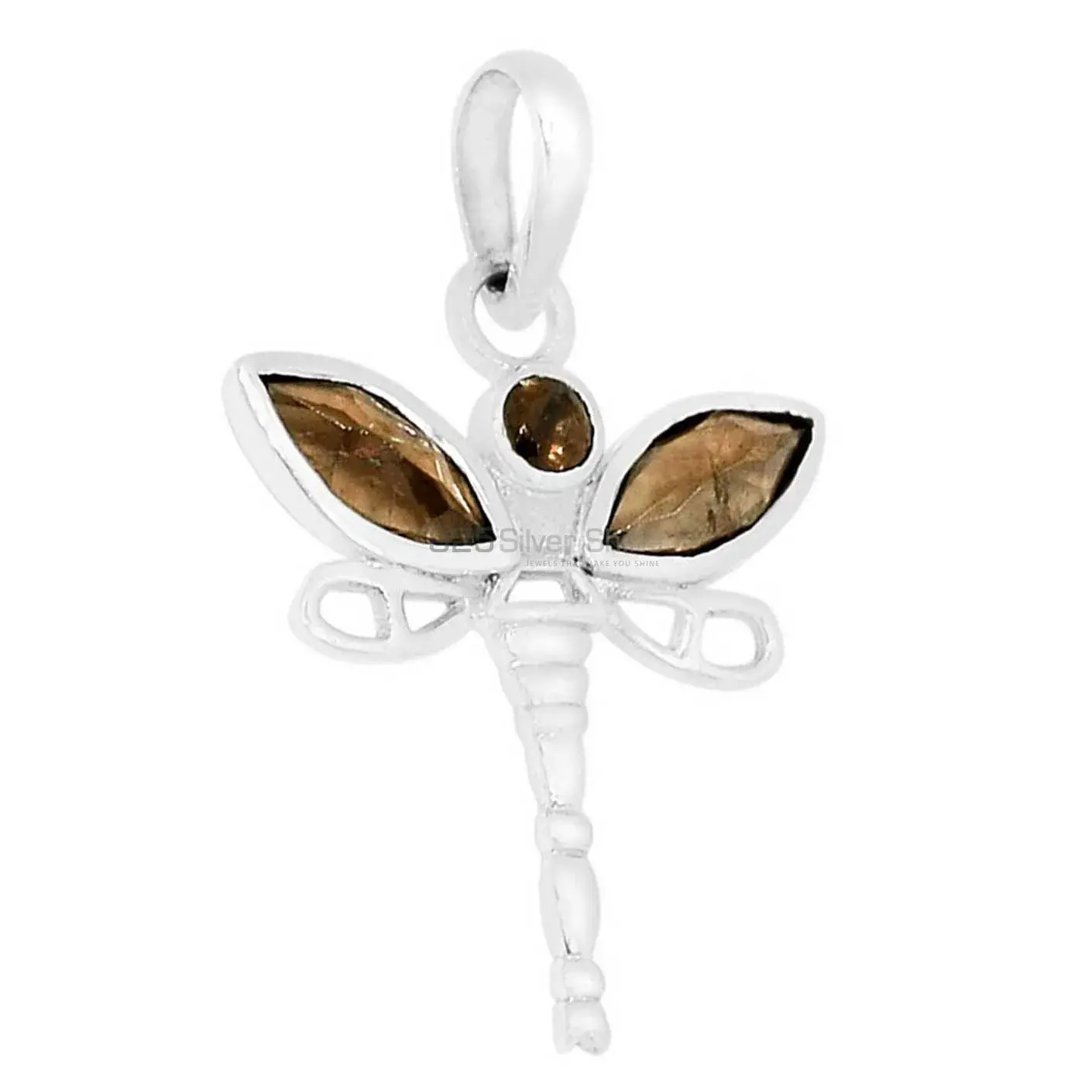 925 Sterling Silver Handmade Pendants In Smokey Gemstone Jewelry 925SSP324-6_2