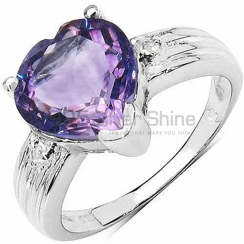 Silver Heart Shape Amethyst Gemstone Rings 925SR3143