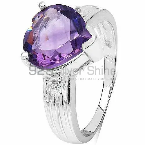 Silver Heart Shape Amethyst Gemstone Rings 925SR3143_0