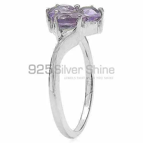 Silver Heart Shape Amethyst Gemstone Rings 925SR3143_1