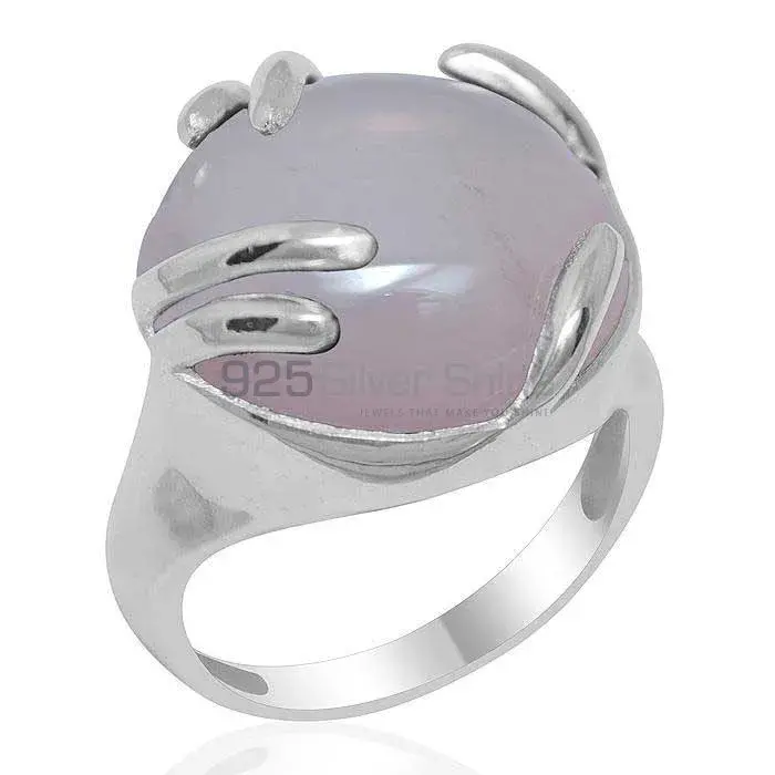 925 Sterling Silver Handmade Rings In Rose Quartz Gemstone Jewelry 925SR1949_0