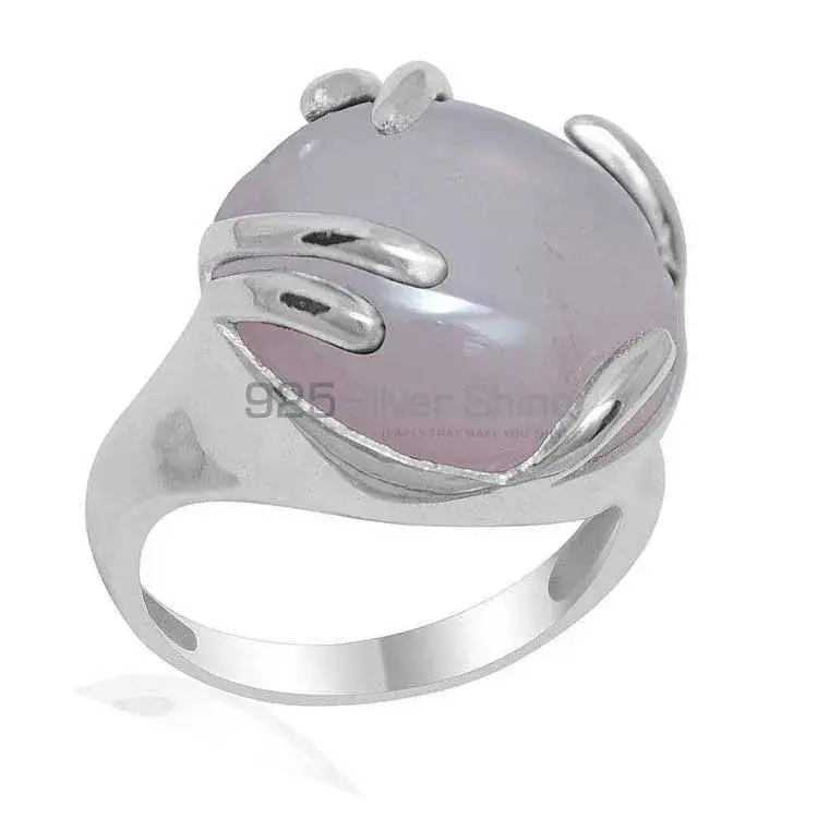 925 Sterling Silver Handmade Rings In Rose Quartz Gemstone Jewelry 925SR1949_1