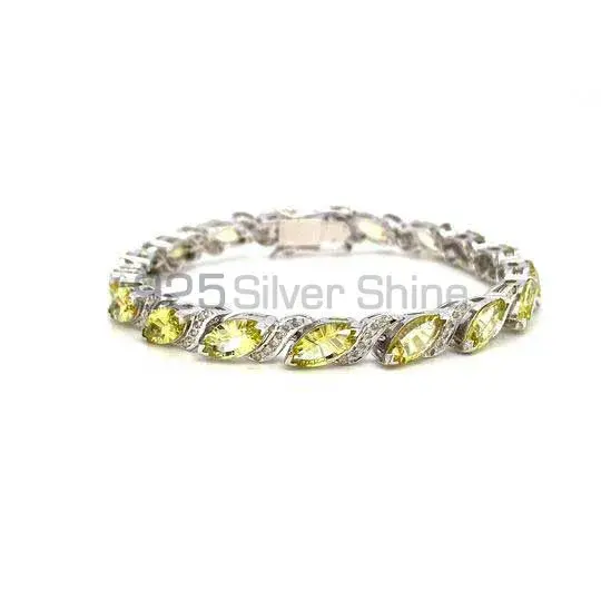 925 Sterling Silver Handmade Tennis Bracelets In Citrine Gemstone Jewelry 925SB210