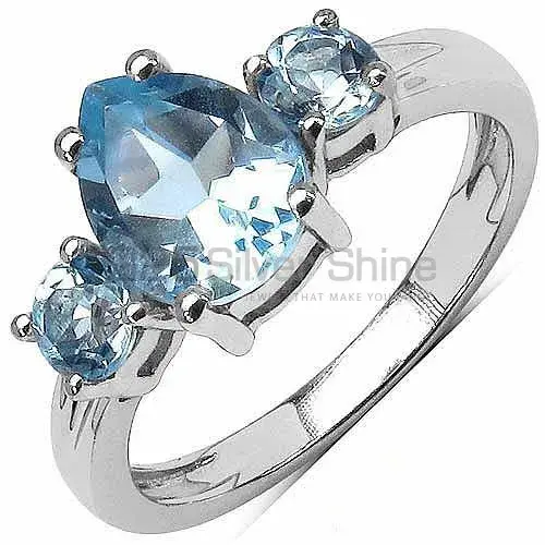 Best Quality 925 Sterling Silver Rings In Blue Topaz Gemstone Jewelry 925SR3061
