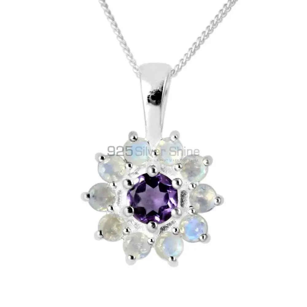 Best Quality Amethyst & Rainbow Gemstone Handmade Pendants In 925 Sterling Silver Jewelry 925SP250-9