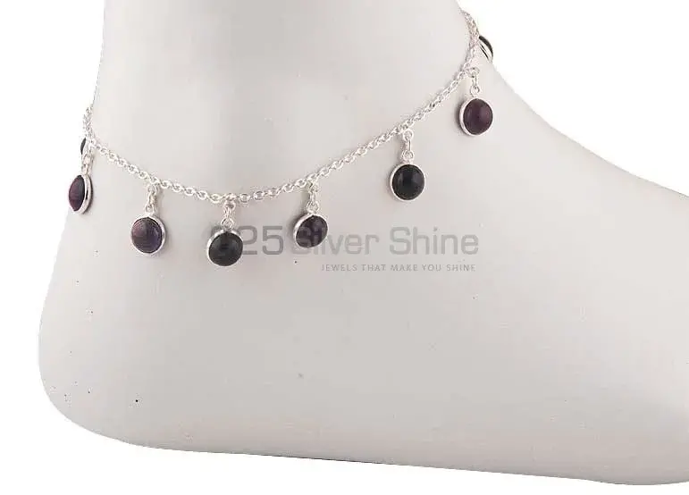 Amethyst Gemstone Anklet In Solid Silver Jewelry 925ANK137