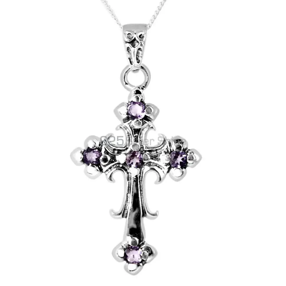 Amethyst Gemstone Pendants In 925 Fine Silver Jewelry 925SP265-7_0