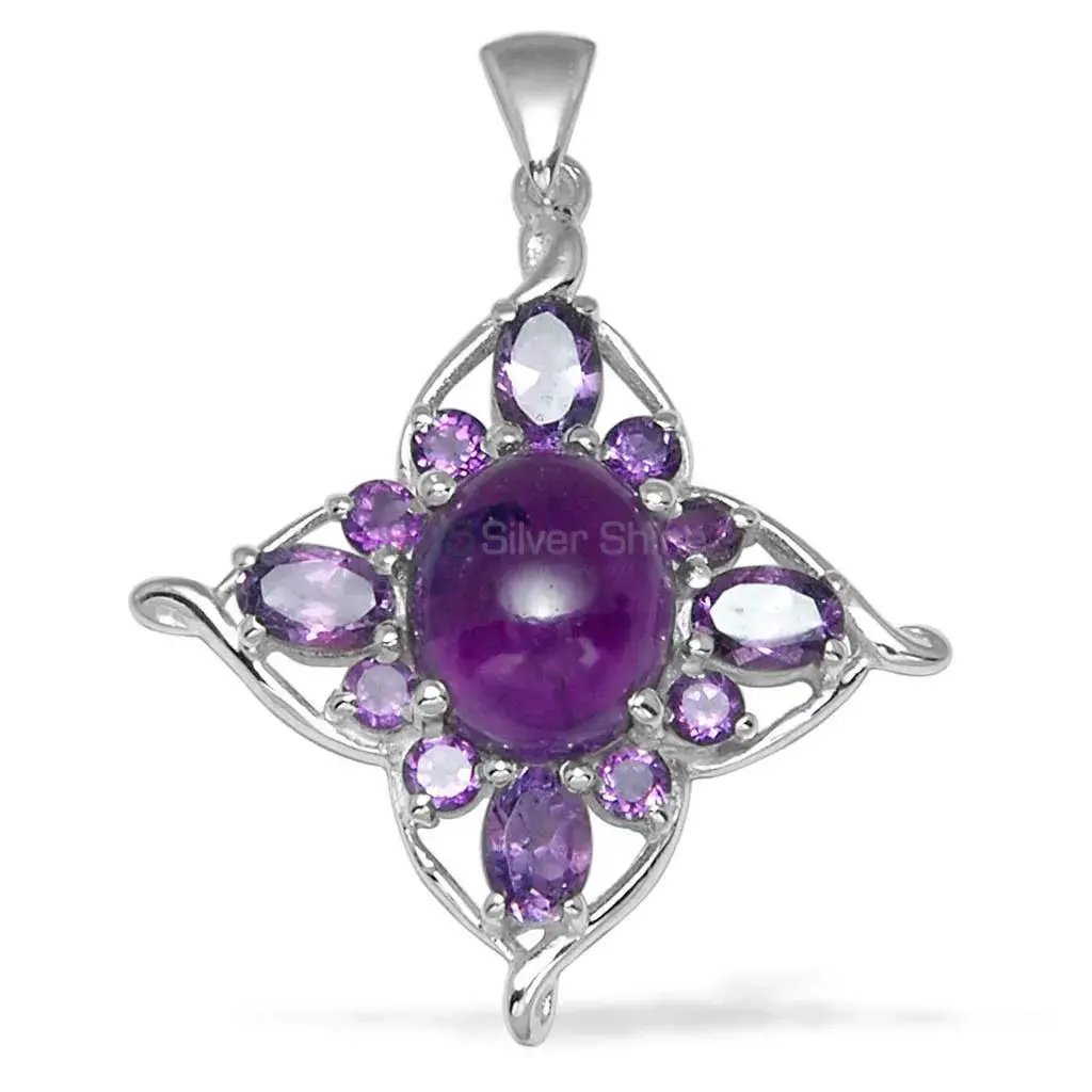 Best Quality Amethyst Gemstone Pendants Wholesaler In Fine Sterling Silver Jewelry 925SP1463