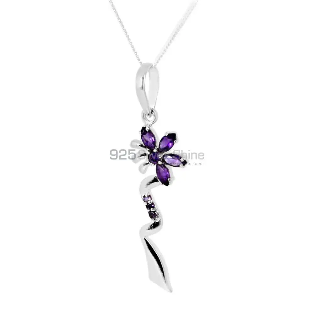 Amethyst Gemstone Pendants In Fine Sterling Silver Jewelry 925SP212-2