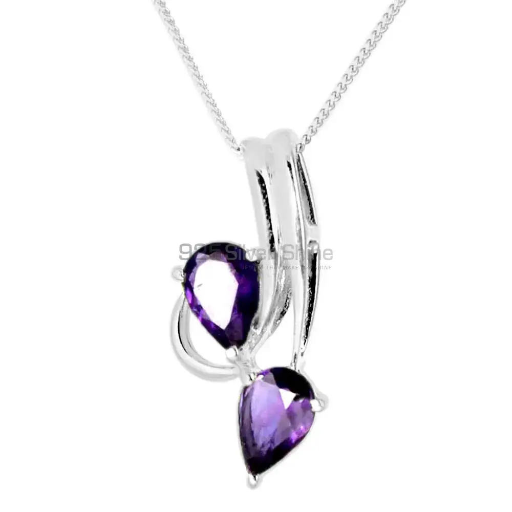 Best Quality Amethyst Gemstone Pendants Wholesaler In Fine Sterling Silver Jewelry 925SP221-1