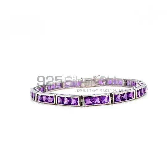 Best Quality Amethyst Gemstone Tennis Bracelets Suppliers In 925 Fine Silver Jewelry 925SB234