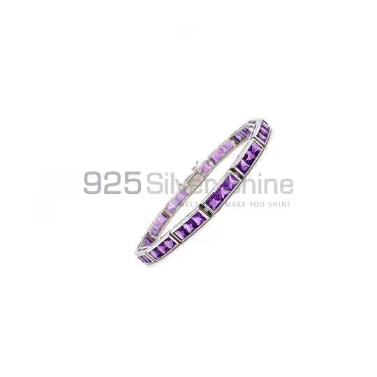 Best Quality Amethyst Gemstone Tennis Bracelets Suppliers In 925 Fine Silver Jewelry 925SB234_0