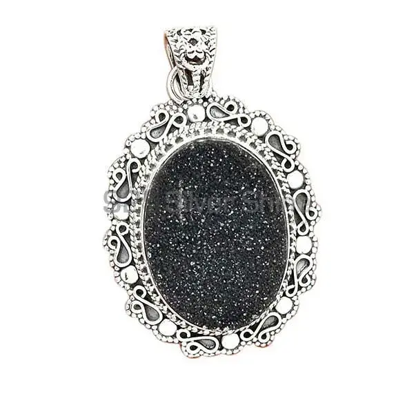 Best Quality Black Aura Druzy Gemstone Handmade Pendants In Solid Sterling Silver Jewelry 925SP42-3_1