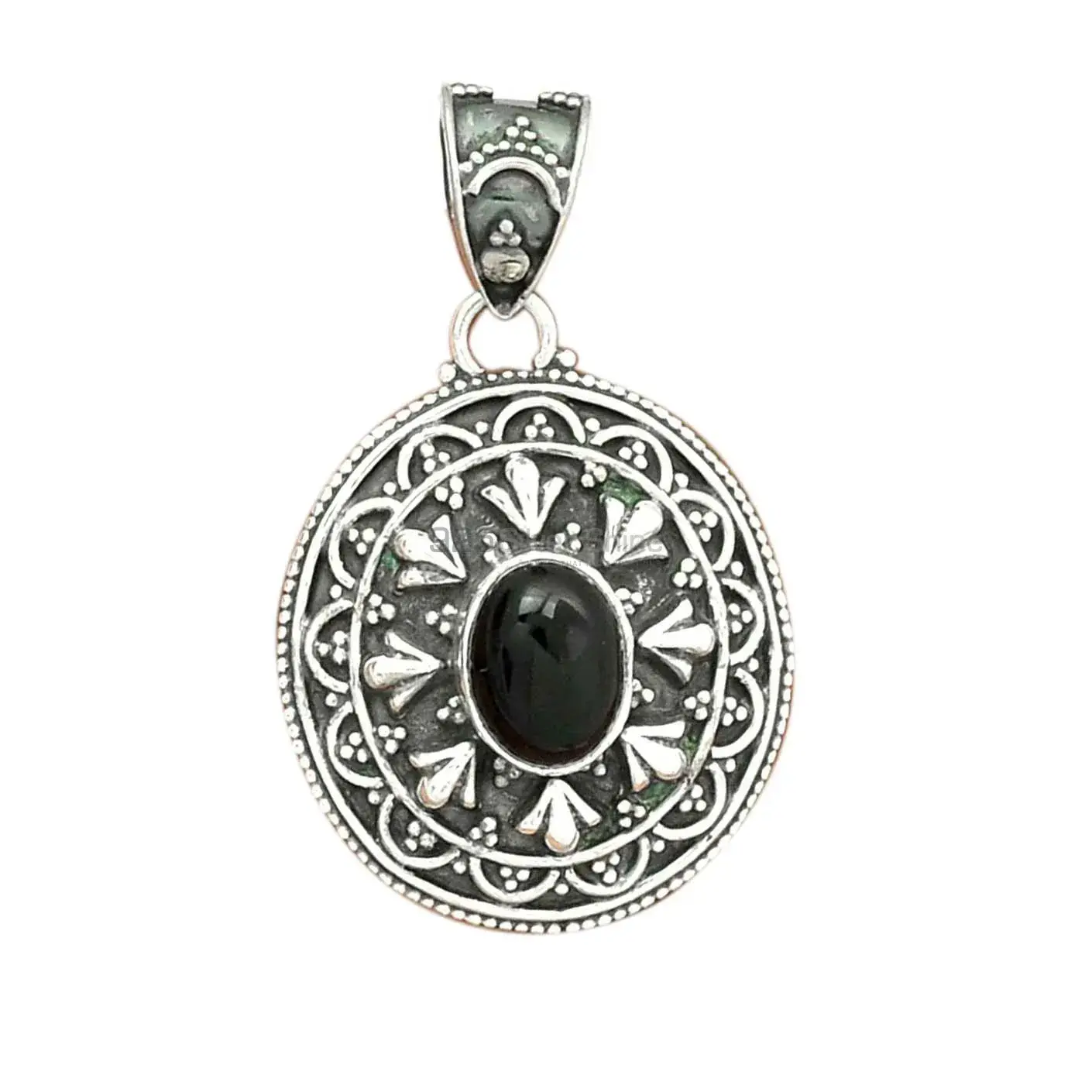 Black Onyx Gemstone Pendants In 925 Fine Silver Jewelry 925SP27-2_2