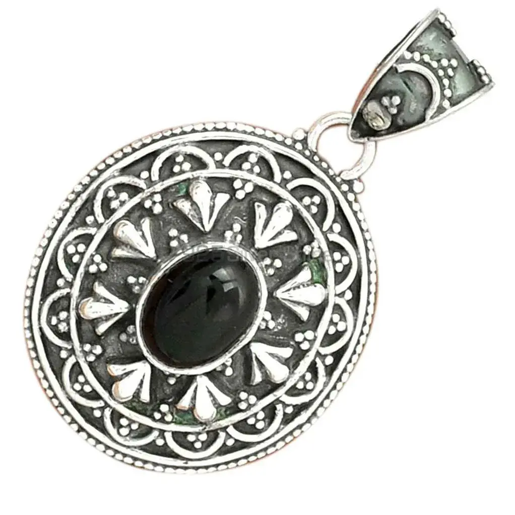 Black Onyx Gemstone Pendants In 925 Fine Silver Jewelry 925SP27-2_3