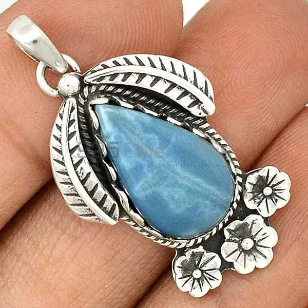 Blue Lace Agate Gemstone Pendants In 925 Fine Silver Jewelry 925SP54-3_1