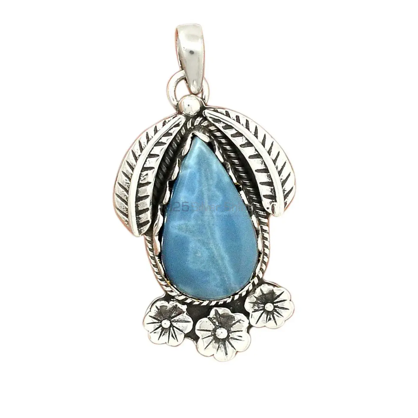Blue Lace Agate Gemstone Pendants In 925 Fine Silver Jewelry 925SP54-3_2