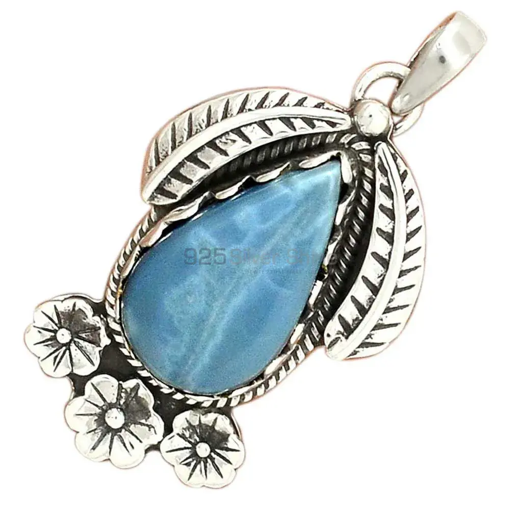 Blue Lace Agate Gemstone Pendants In 925 Fine Silver Jewelry 925SP54-3_3