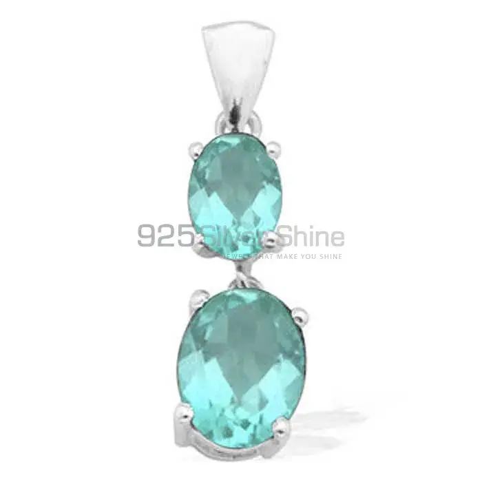 Blue Topaz Gemstone Handmade Pendants In 925 Sterling Silver Jewelry 925SP1551