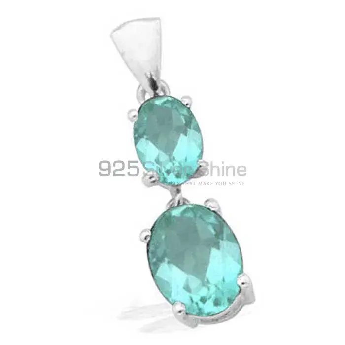 Blue Topaz Gemstone Handmade Pendants In 925 Sterling Silver Jewelry 925SP1551_0