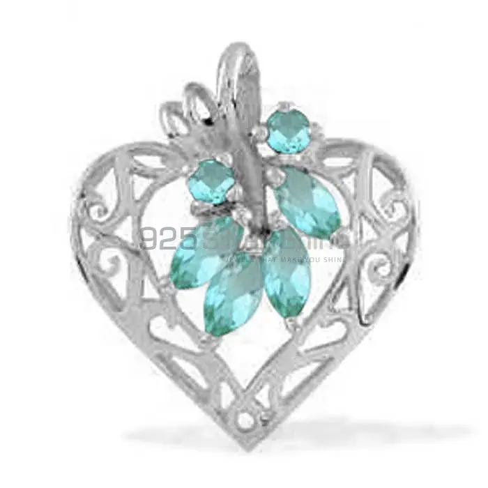 Blue Topaz Gemstone Handmade Pendants In 925 Sterling Silver Jewelry 925SP1651