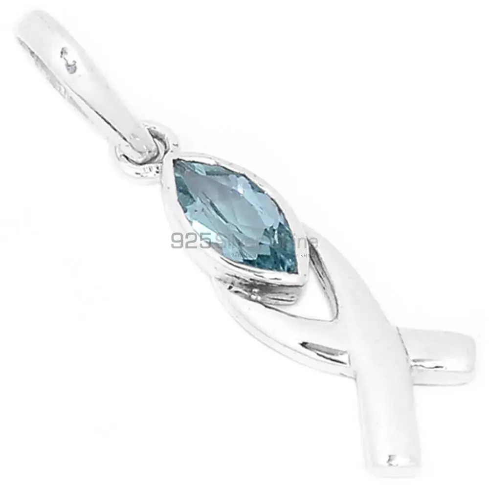 Blue Topaz Gemstone Handmade Pendants In 925 Sterling Silver Jewelry 925SP283-5