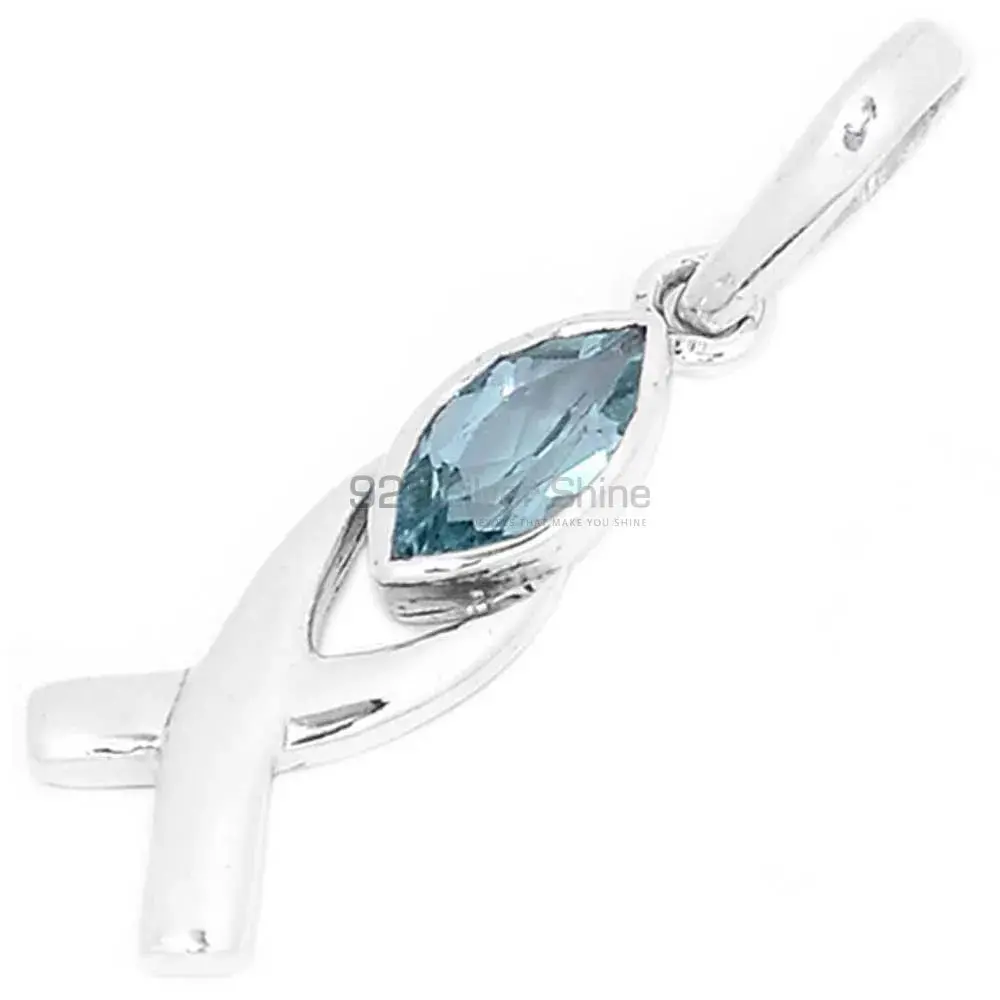 Blue Topaz Gemstone Handmade Pendants In 925 Sterling Silver Jewelry 925SP283-5_0