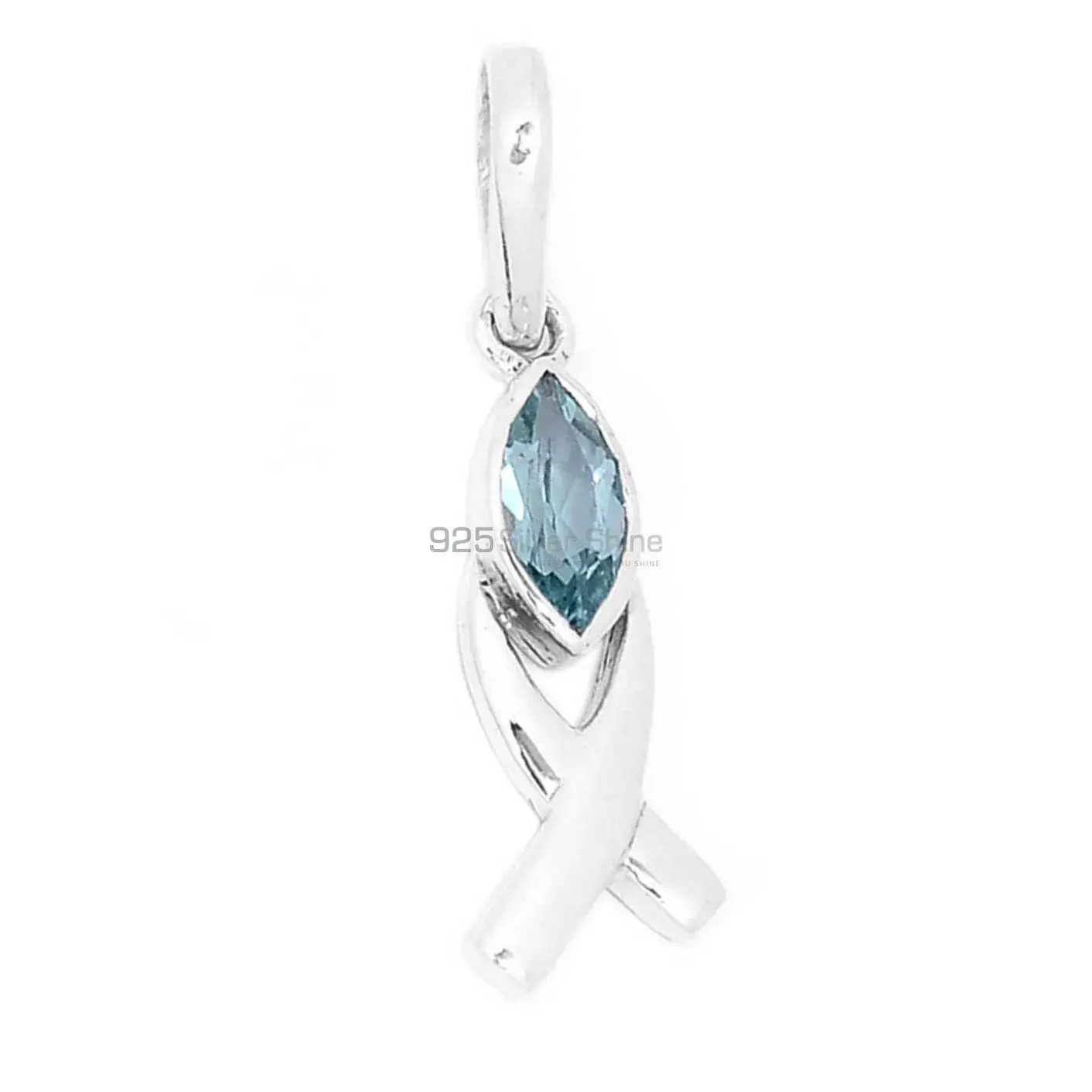 Blue Topaz Gemstone Handmade Pendants In 925 Sterling Silver Jewelry 925SP283-5_1