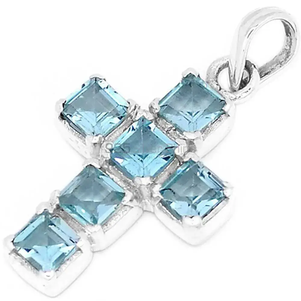 Blue Topaz Gemstone Handmade Pendants In 925 Sterling Silver Jewelry 925SSP349_0