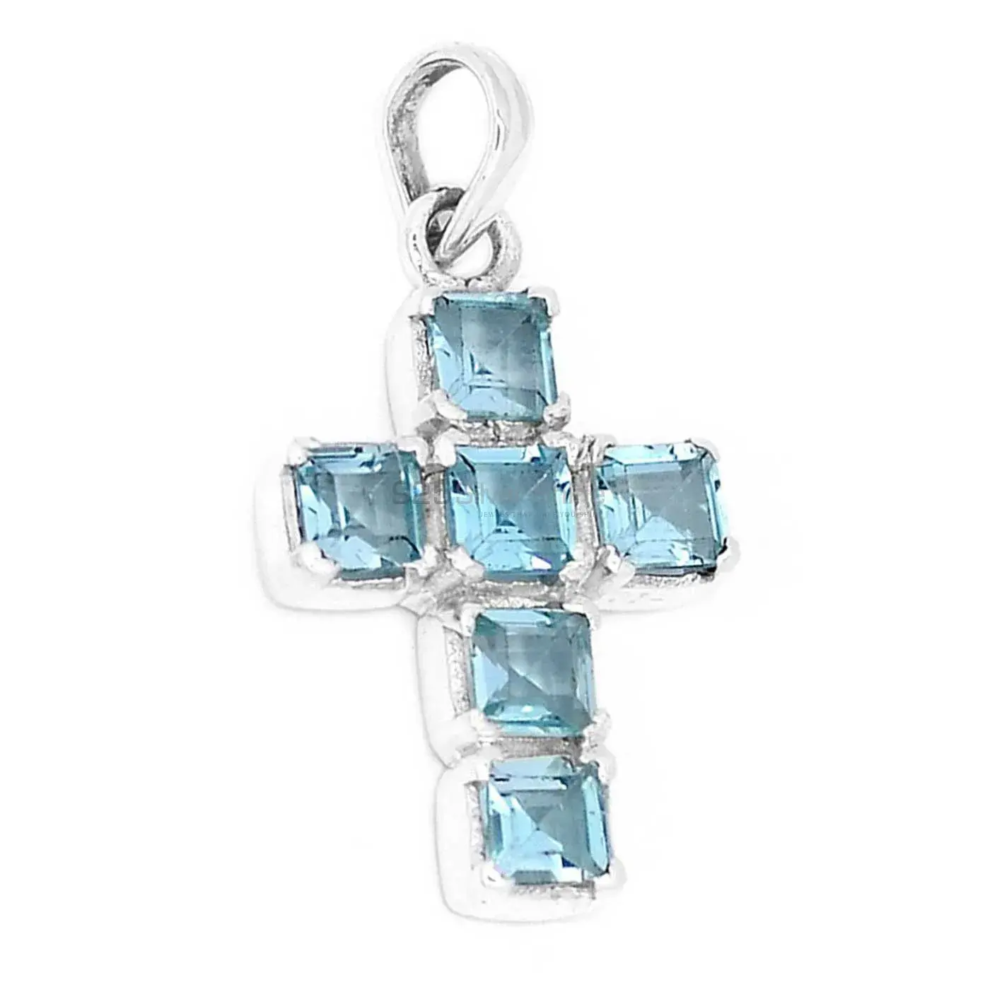 Best Quality Blue Topaz Gemstone Handmade Pendants In 925 Sterling Silver Jewelry 925SSP349_1