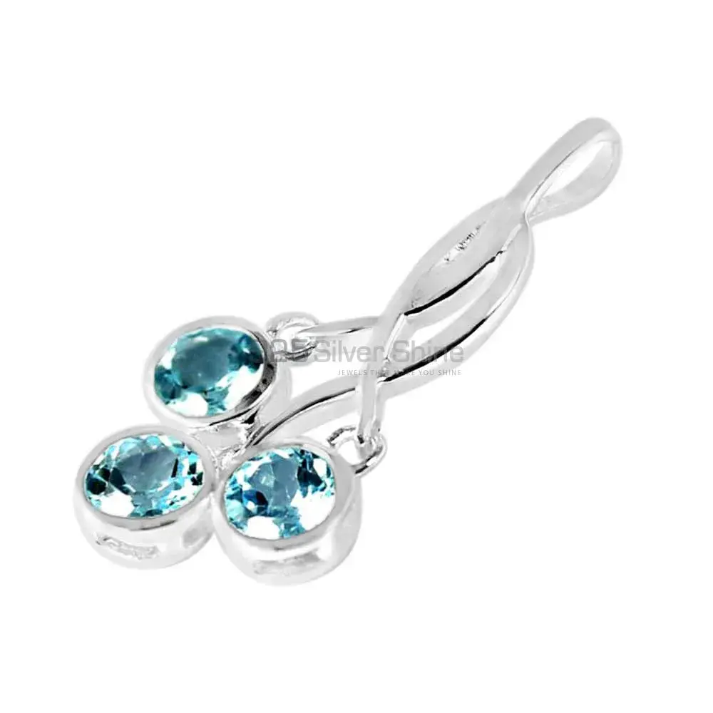Blue Topaz Gemstone Handmade Pendants In Solid Sterling Silver Jewelry 925SP227-3_1