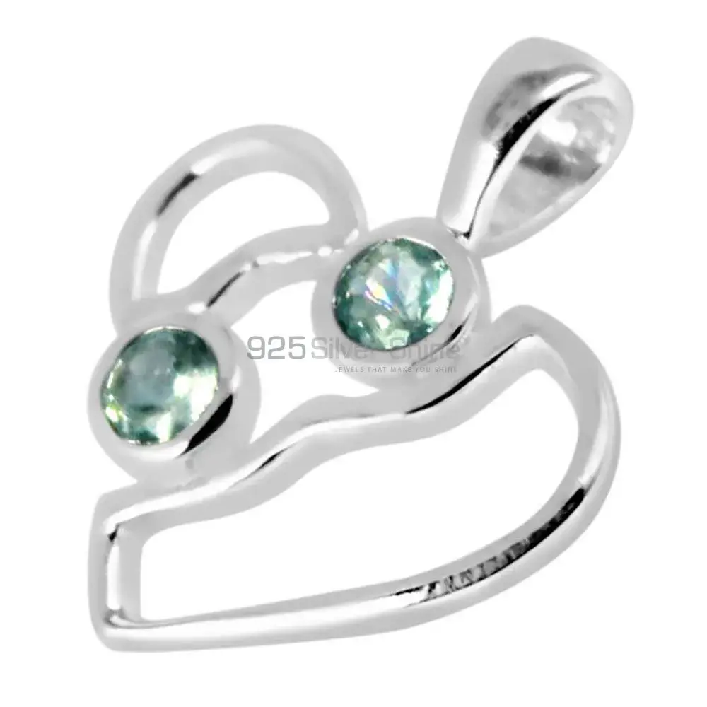 Blue Topaz Gemstone Handmade Pendants In Solid Sterling Silver Jewelry 925SP266-7_1