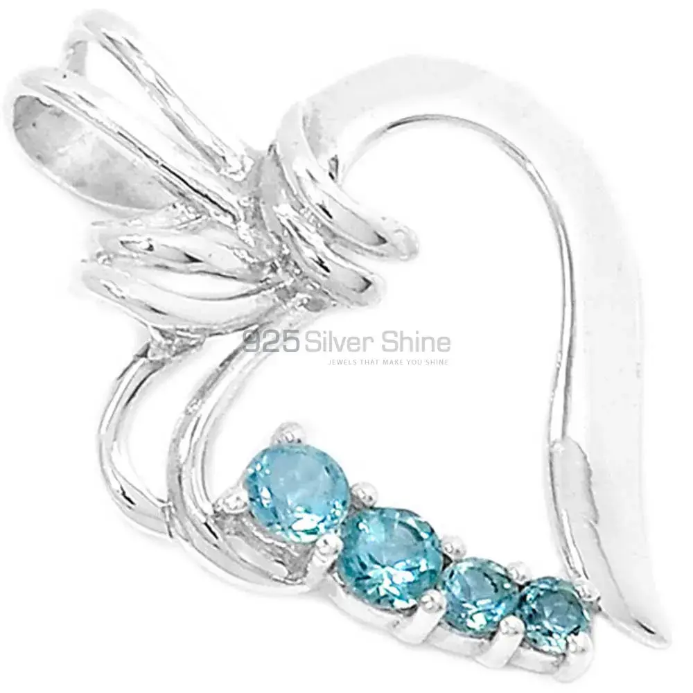 Blue Topaz Gemstone Handmade Pendants In Solid Sterling Silver Jewelry 925SP297-5
