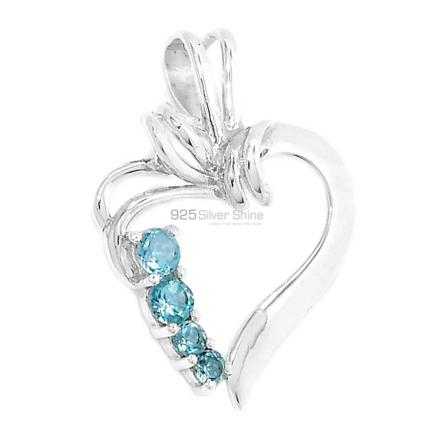 Blue Topaz Gemstone Handmade Pendants In Solid Sterling Silver Jewelry 925SP297-5_0
