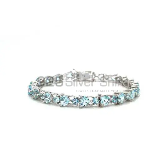 Best Quality Blue Topaz Gemstone Handmade Tennis Bracelets In 925 Sterling Silver Jewelry 925SB185