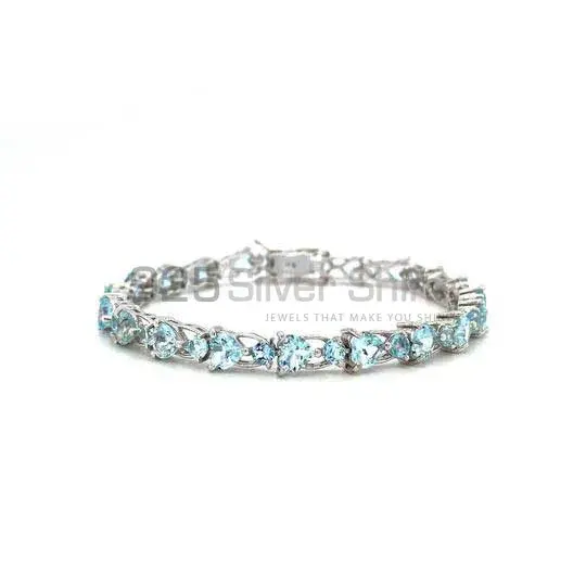 Blue Topaz Gemstone Handmade Tennis Bracelets In 925 Sterling Silver Jewelry 925SB185