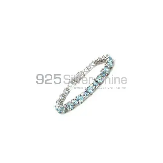 Best Quality Blue Topaz Gemstone Handmade Tennis Bracelets In 925 Sterling Silver Jewelry 925SB185_0