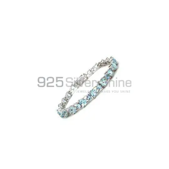 Blue Topaz Gemstone Handmade Tennis Bracelets In 925 Sterling Silver Jewelry 925SB185_0