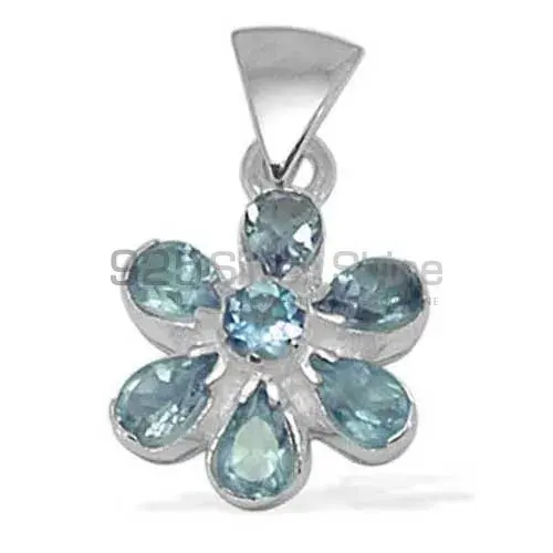 Best Quality Blue Topaz Gemstone Pendants Suppliers In 925 Fine Silver Jewelry 925SP1400
