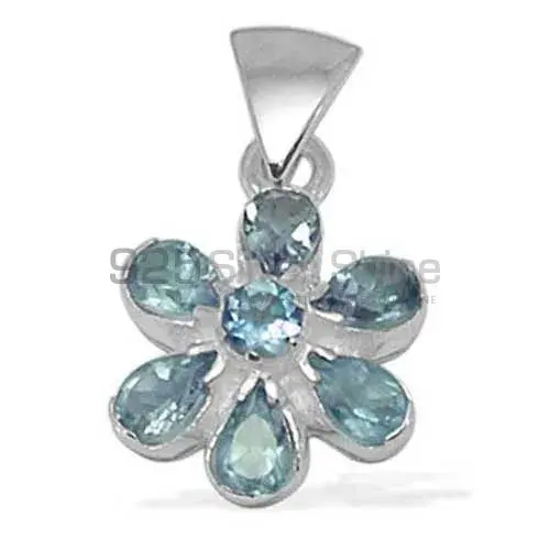 Blue Topaz Gemstone Pendants In 925 Fine Silver Jewelry 925SP1400