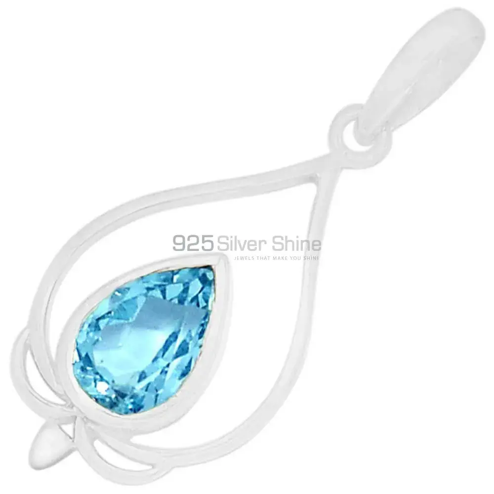 Blue Topaz Gemstone Pendants In 925 Fine Silver Jewelry 925SP274-2_0